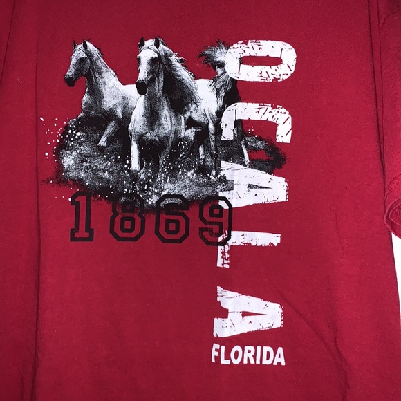 Red short sleeve tshirt from Ocala, FL with horses size large - Picture 1 of 5